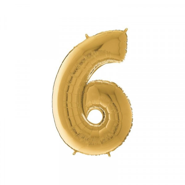 Héliumos fólia lufi, 6-os szám, 65 cm, arany