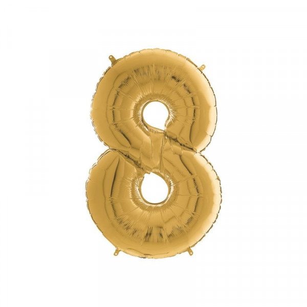 Héliumos fólia lufi, 8-as szám, 65 cm, arany