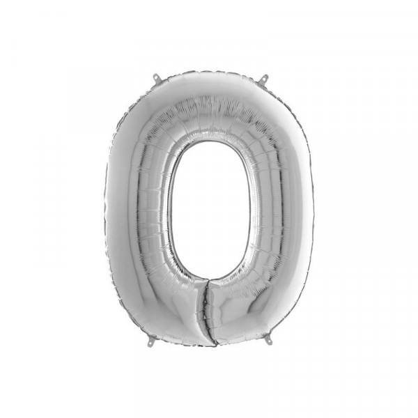 Héliumos fólia lufi, 0-as szám, 65 cm, ezüst