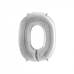 Héliumos fólia lufi, 0-as szám, 65 cm, ezüst Lufi Nincs