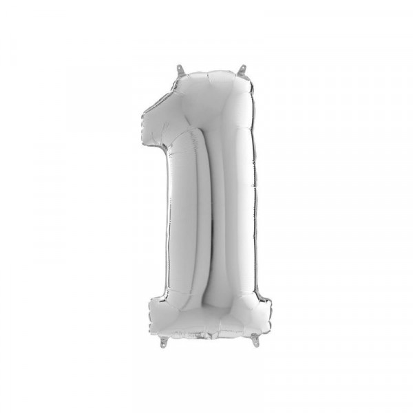 Héliumos fólia lufi, 1-es szám, 65 cm, ezüst