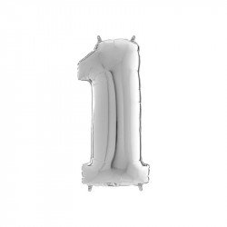 Héliumos fólia lufi, 1-es szám, 65 cm, ezüst Lufi Nincs