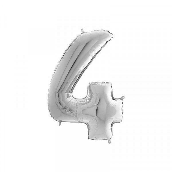 Héliumos fólia lufi, 4-es szám, 65 cm, ezüst