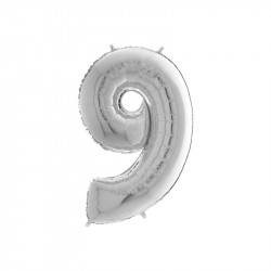 Héliumos fólia lufi, 9-es szám, 65 cm, ezüst Lufi Nincs