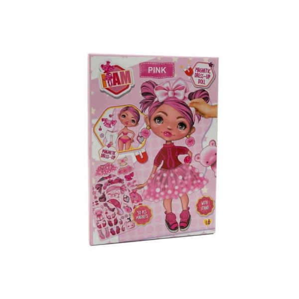 Mágneses öltöztetőbaba - Pink