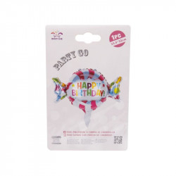 Héliumos fólia lufi 45 cm Happy Birthday cukorka alakú Lufi Nincs