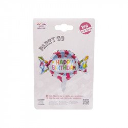 Héliumos fólia lufi 45 cm Happy Birthday cukorka alakú Lufi Nincs