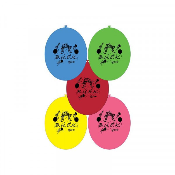 Függeszthető gumi lufi BÚÉK vegyes színben 10db/cs,  30cm