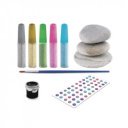 Mandala kavicsfestő 3 kaviccsal és 5 csillogó festékkel