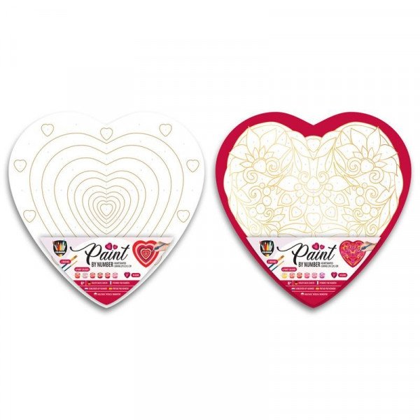 Fess számok szerint szív alakú vásznon, 29x29 cm