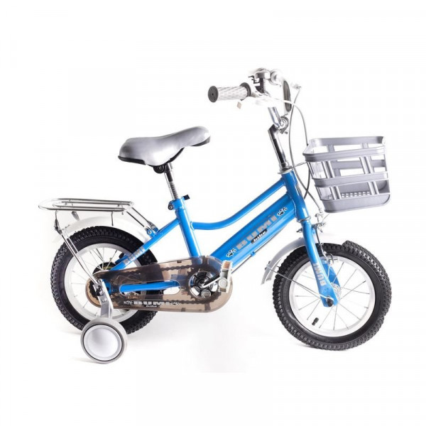 BMX 12 kerékpár pótkerékkel, kosárral kék