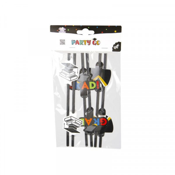 Papír szívószám, ballagás, 6 db, 20 cm