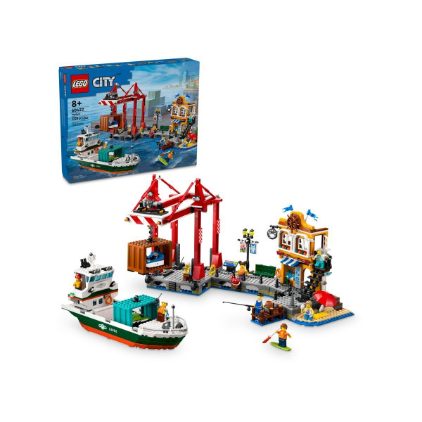 LEGO 60422 Tengerparti kikötő teherszállító hajóval