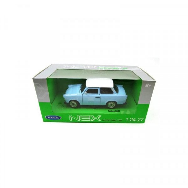 Fémautó Trabant 1:24 /601 világoskék /krém színű