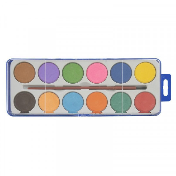 Vízfesték, 12 db + ecset
