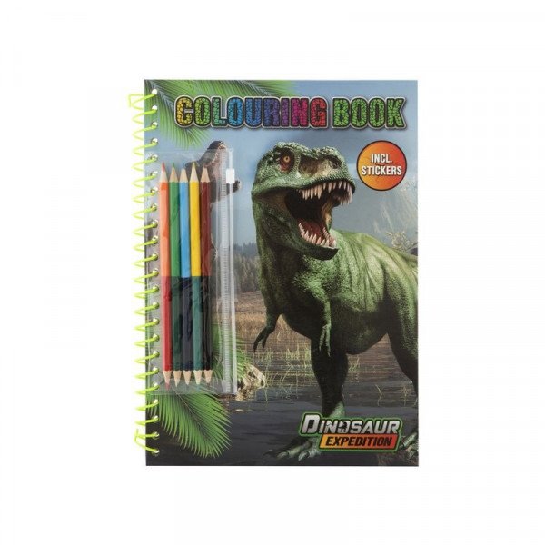 Dínós kifestő, A4, 30 lap, matricákkal és 5 ceruzával