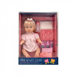 Baba, Olivia, 38 cm, fésülhető, iszik-pisil Baba, babakocsi Dolls World