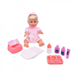 Baba, Olivia, 38 cm, fésülhető, iszik-pisil Baba, babakocsi Dolls World