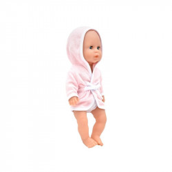 Baba, 30 cm fürdethető, fürdőköpenyben, bilivel, cumisüveggel