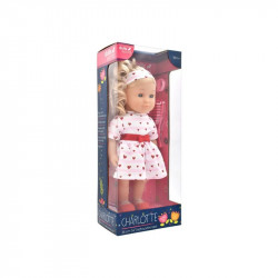 Baba, Charlotte, 36 cm, puha testű, fésülhető Baba, babakocsi Dolls World