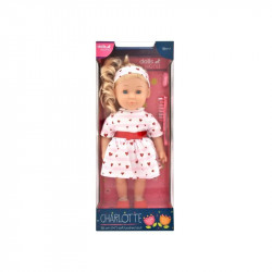 Baba, Charlotte, 36 cm, puha testű, fésülhető Baba, babakocsi Dolls World