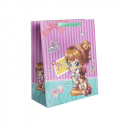 Papírtasak lány kutyával 18*23 Díszcsomagoló, dísztasak Nincs