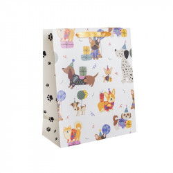 Papírtasak kutyák partin 26*32 cm Díszcsomagoló, dísztasak Nincs