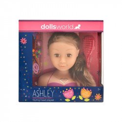 Fésülhető babafej sok kiegészítővel, barna Ashley Baba, babakocsi Dolls World