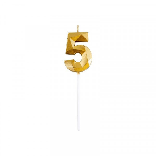 5-ös elegáns számgyertya - ARANY