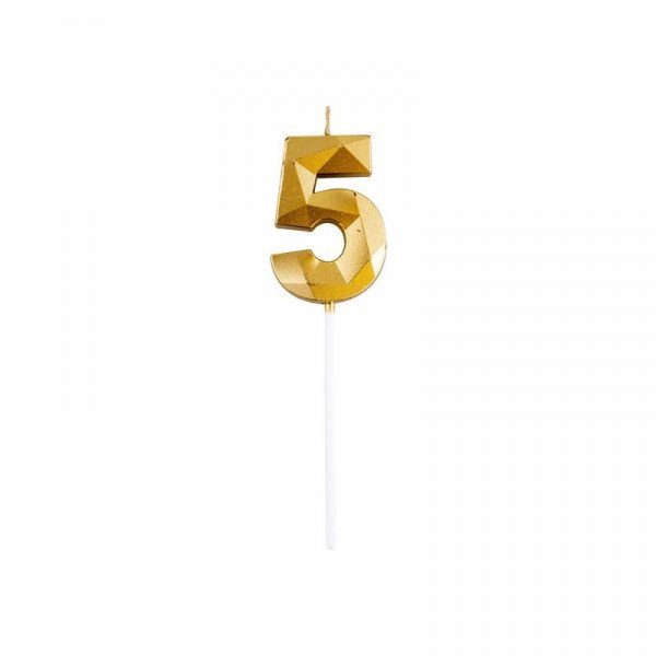 5-ös elegáns számgyertya - ARANY