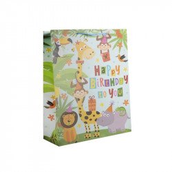 Papírtasak szülinapos állatos 18*23 cm Díszcsomagoló, dísztasak Nincs