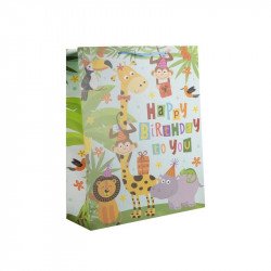 Papírtasak szülinapos állatos 26*32 cm Díszcsomagoló, dísztasak Nincs