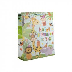 Papírtasak szülinapos állatos 33*46 cm Díszcsomagoló, dísztasak Nincs