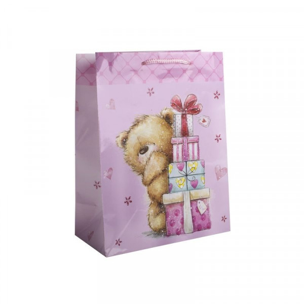 Papírtasak maci ajándékkal 18*23 cm