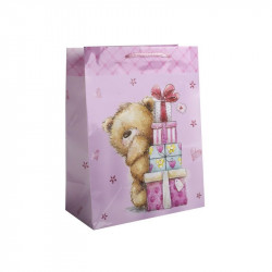 Papírtasak maci ajándékkal 26*32 cm Díszcsomagoló, dísztasak Nincs