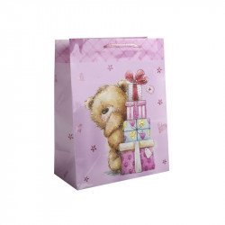 Papírtasak maci ajándékkal 26*32 cm Díszcsomagoló, dísztasak Nincs