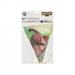 Dínós papír girland, 3 m, 7 zászló