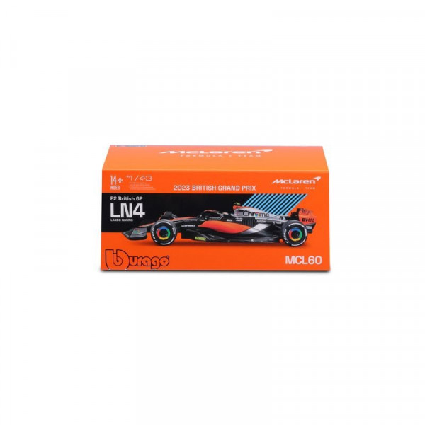 Bburago 1/43 F1 versenyautó - Mclaren MCL60 (With helmet)  (#4 (Lando Norris)