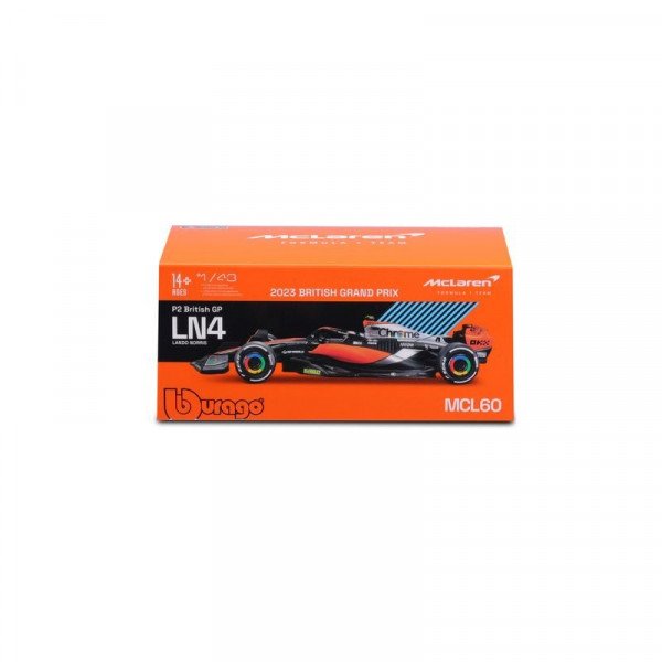 Bburago 1/43 F1 versenyautó - Mclaren MCL60 (With helmet)  (#4 (Lando Norris)