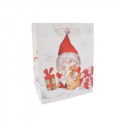 Papírtasak karácsonyi törpés, prémium M 18x23cm Díszcsomagoló, dísztasak Nincs