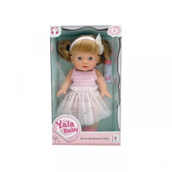 Lány baba cumisüveggel 30cm