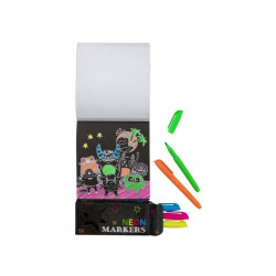 Neon kifestő, 40 lap, 15x15 cm, 5 filctoll, 2 féle