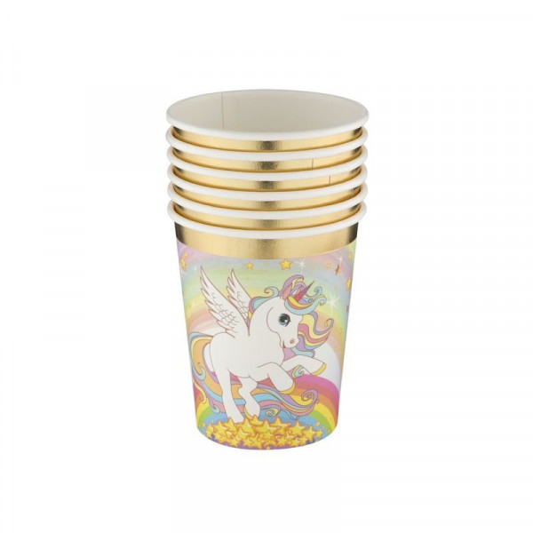 Unikornis papírpohár, 250 ml, 6 db