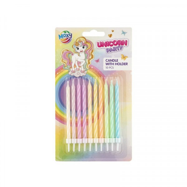 Unikornis gyertya tartóval, 8 cm, 10 db