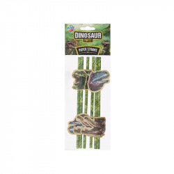 Dínós papírszívószál, 19,5 cm, 6 db Party kellékek Grafix