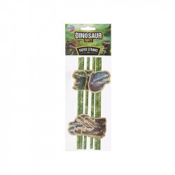 Dínós papírszívószál, 19,5 cm, 6 db Party kellékek Grafix