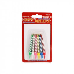 Szülinapi elfújhatatlan gyertya - csíkos, többféle Gyertya, tortadísz Nincs