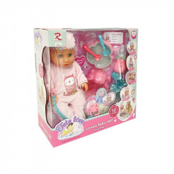 Pisilős, hangot adó lánybaba kiegészítőkkel Baba, babakocsi Nincs