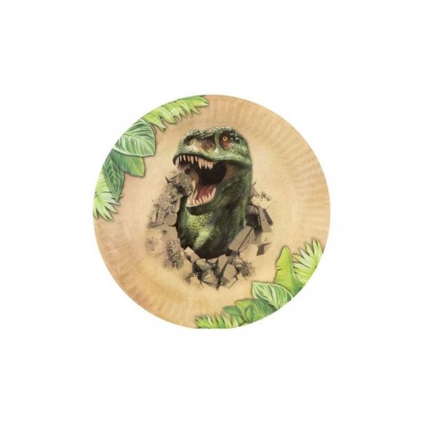 Dínós papírtányér, 23 cm, 6 db