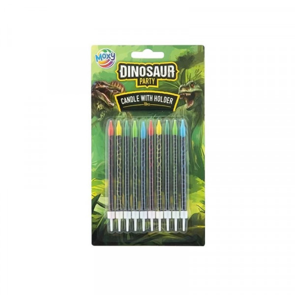 Dínós gyertya tartóval, 8 cm, 10 db